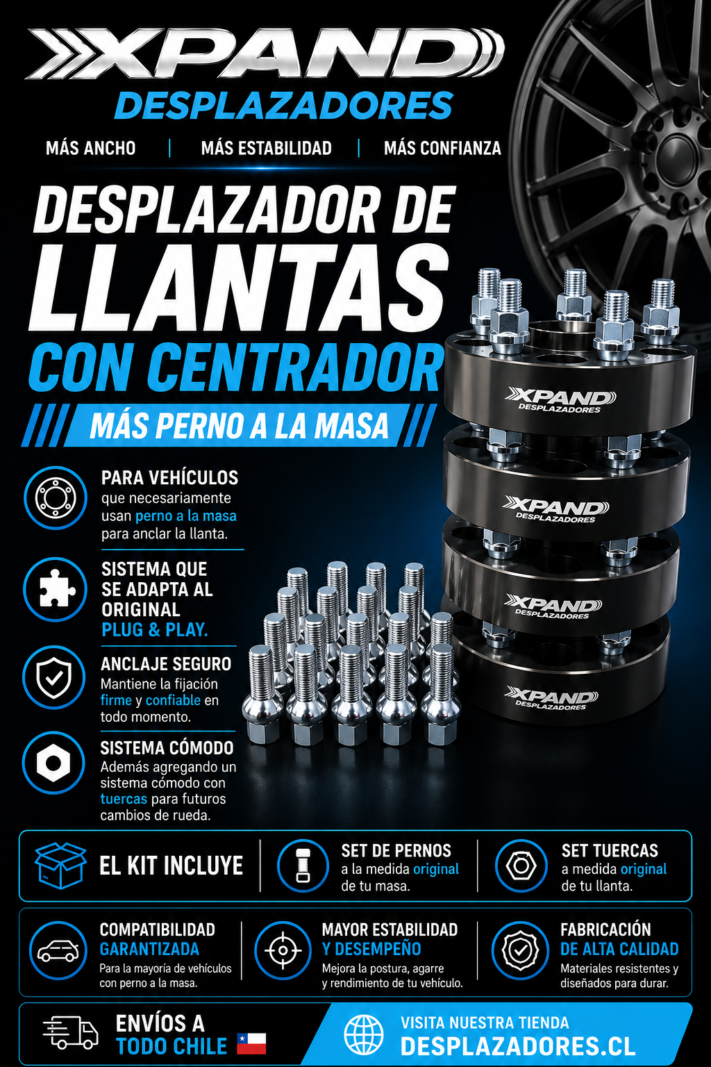DESPLAZADOR CON CENTRADOR MAS PERNO A LA MASA