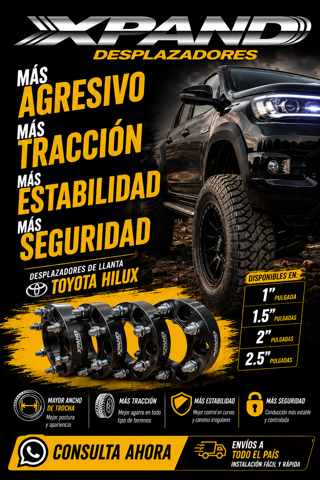 DESPLAZADORES TOYOTA HILUX CON CENTRADOR